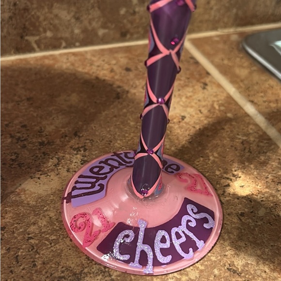 Lolita 21st Celebration Wine Glass - Pink and Purple - Picture 3 of 5